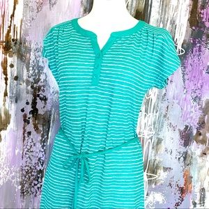 Merona Green and White Stripe Tie Waist Dress XS